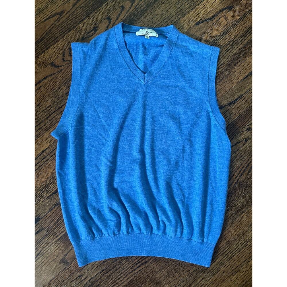 Fairway & Greene Men's Italian Merino Wool Blue Golf Sweater Vest - XL